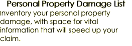 Personal Property Damage List